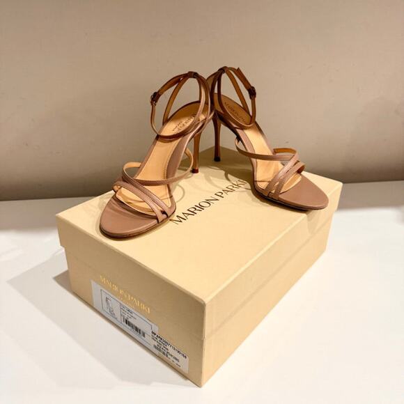 Marion Parke Lillian Nappa Leather Stilettos Strappy Sandals Buff Women's US 7 - Picture 3 of 11
